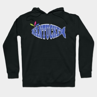 Cute Blue Nantucket Whale - Word Art Hoodie